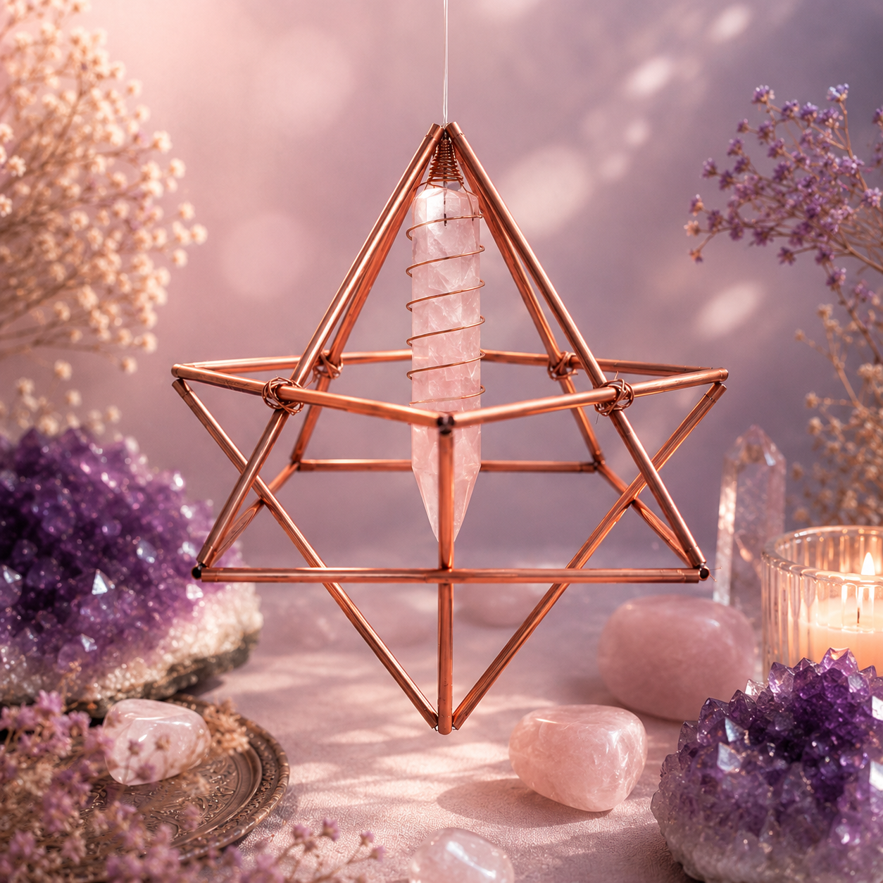 Merkaba de Cobre hecho a mano con armonizador