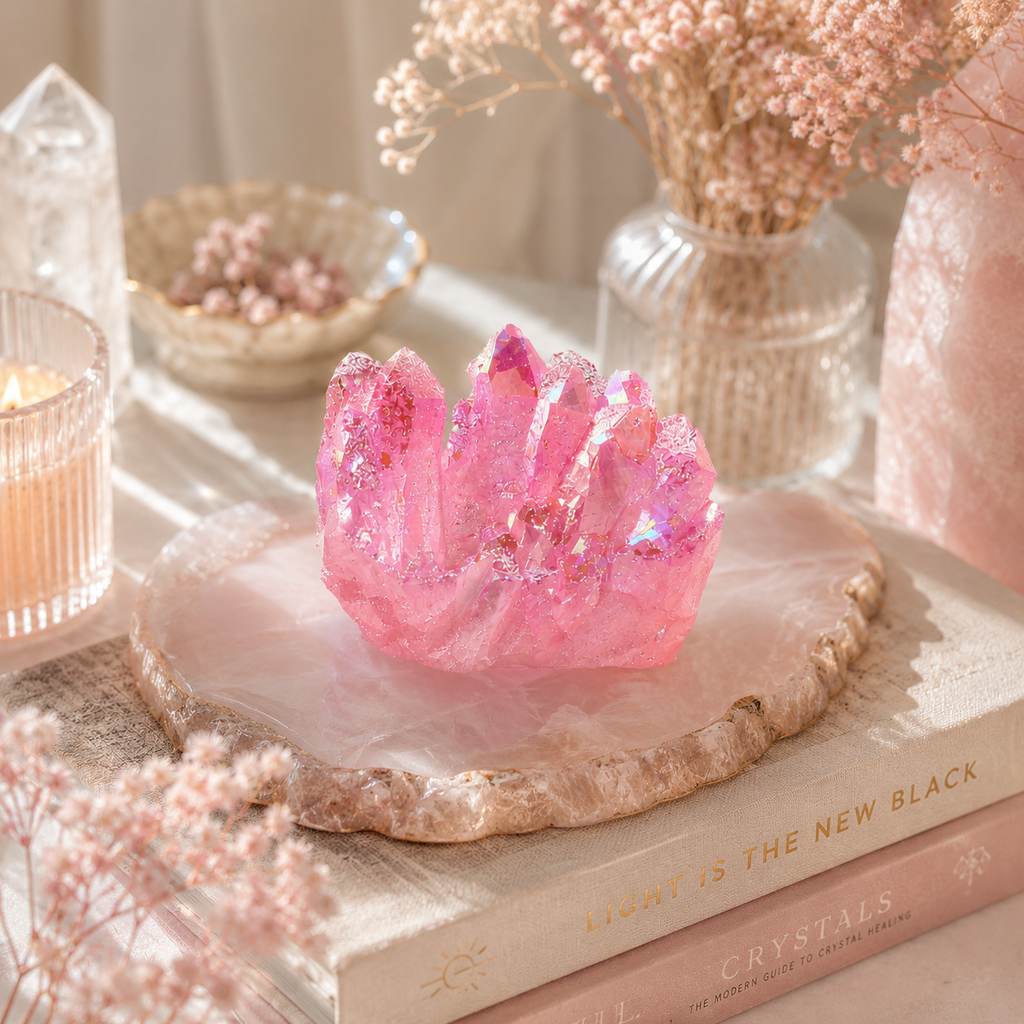 Cuarzo Natural Mediano Aura de Ángel Rosa — Pieza Única