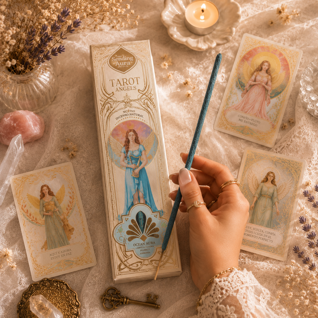Incienso Tarot Ángeles Hojas de Violeta + Cartita regalo — Sagrada Madre