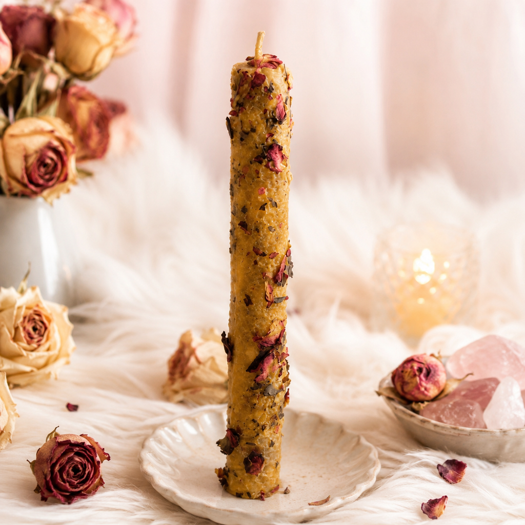 Vela de Miel con Rosas AMOR PROPIO Y VÍNCULOS