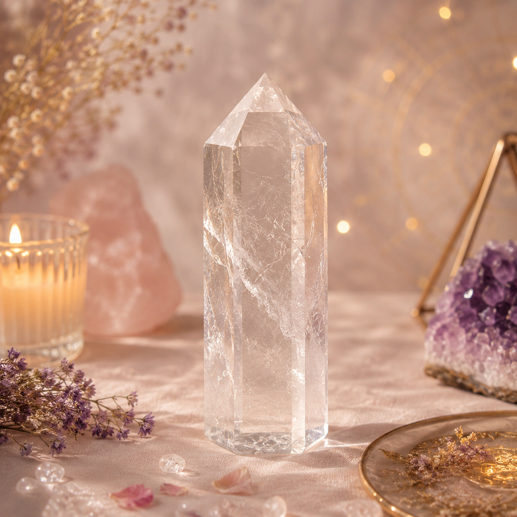 Cuarzo Cristal Maestro Generador Premium (12–14 cm)