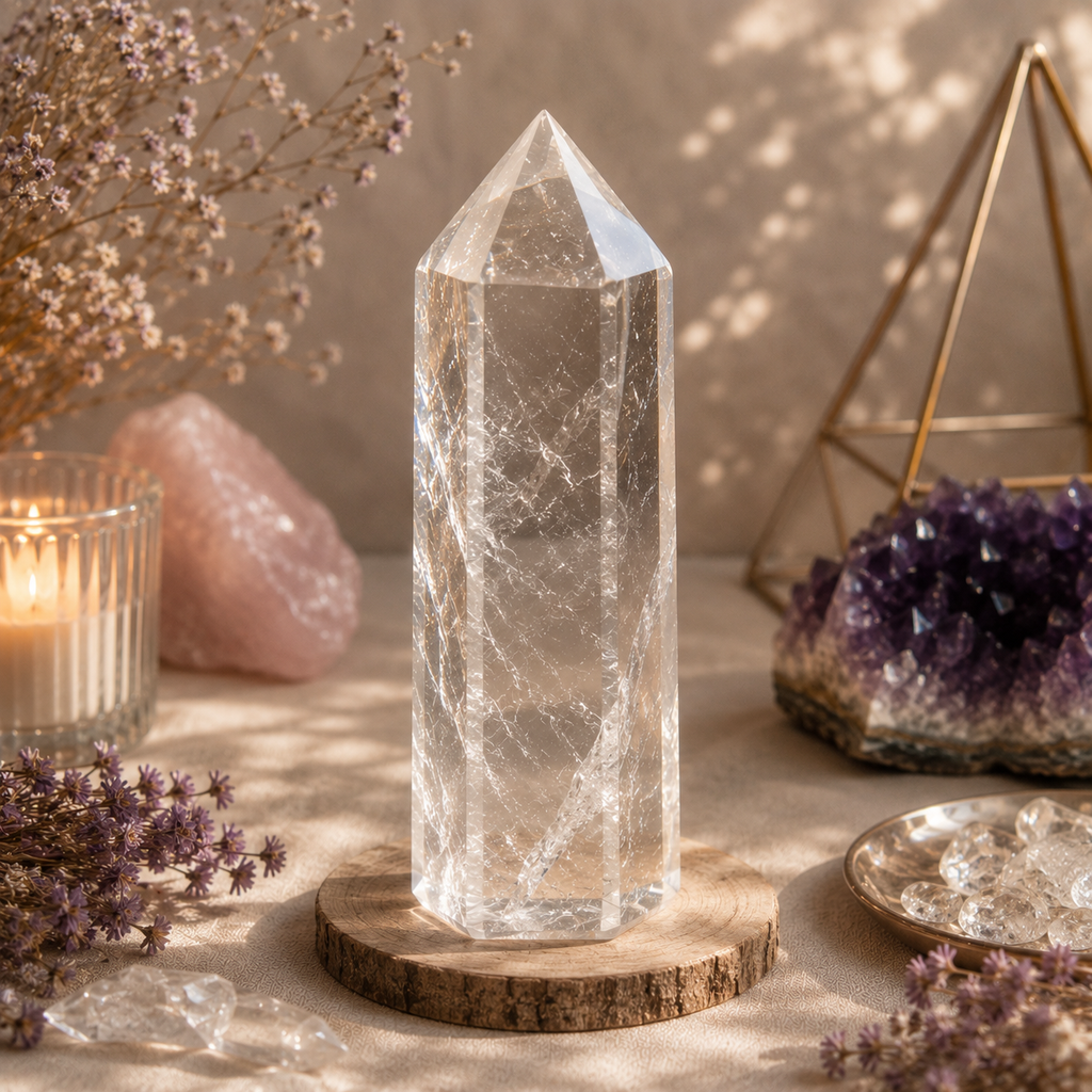 Cuarzo Cristal Maestro Generador Premium (12–14 cm)
