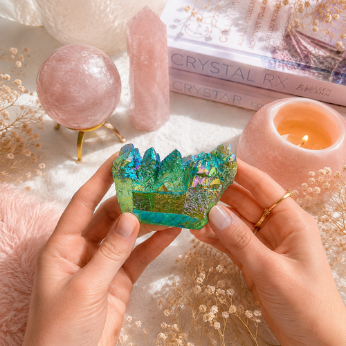 Cuarzo Natural Mediano Aura de Ángel Verde — Pieza Única